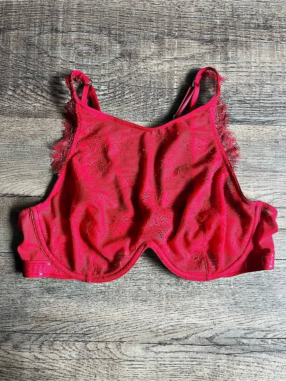 Victoria's Secret Very Sexy High Neck Lace Bra in Red 36C